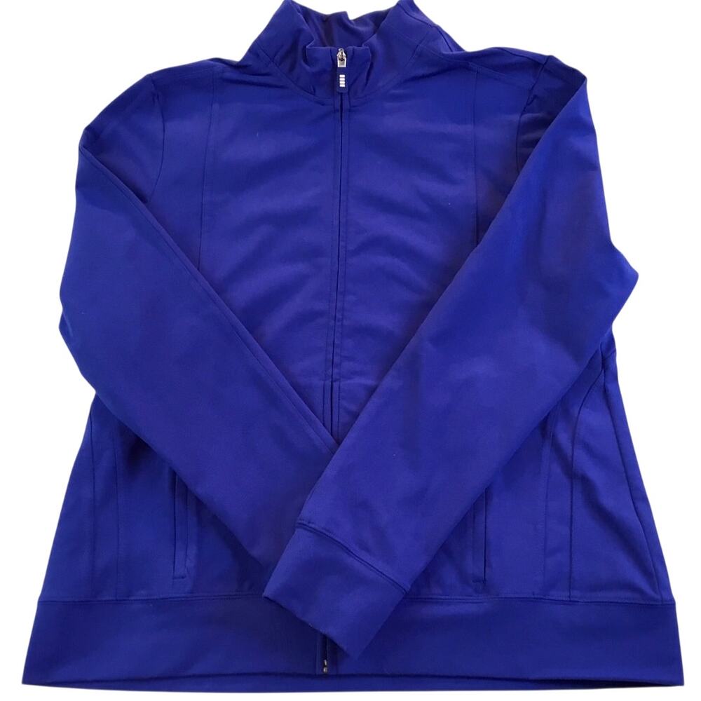 Lands End Blue Full Front Zip Jacket Poly Spandex Size Med